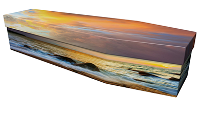 white cardboard traditional coffin